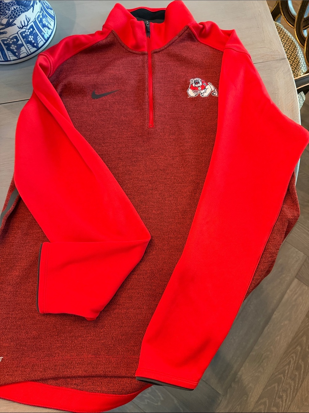 Fresno State Nike Men’s Red Quarter‑Zip Bulldog Performance Pullover